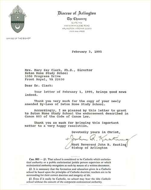 Arlington bishop endorsement letter