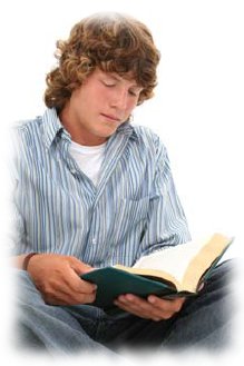 Teenager reading a book