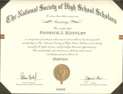 NSHSS certificate